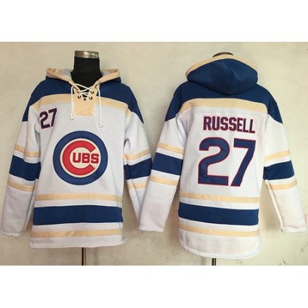 Cubs #27 Addison Russell White Sawyer Hooded Sweatshirt MLB Hoodie