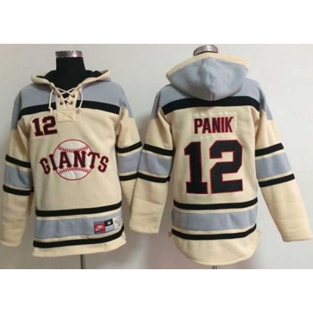 Giants #12 Joe Panik Cream Sawyer Hooded Sweatshirt MLB Hoodie