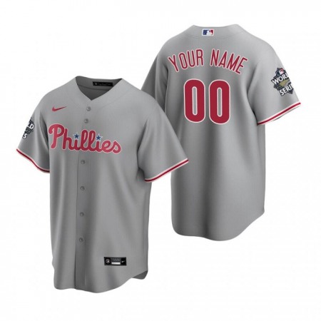 Men's Philadelphia Phillies ACTIVE Player Custom Grey 2022 World Series Cool Base Stitched Baseball Jersey