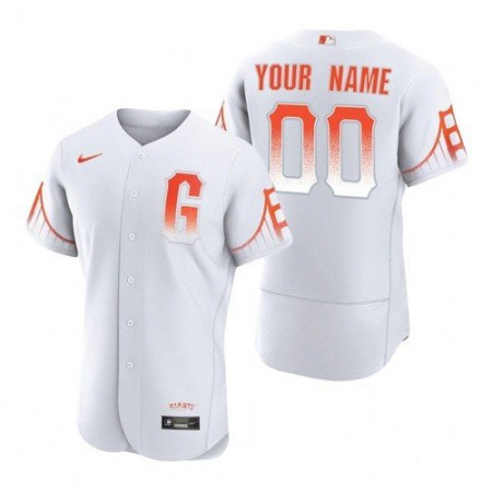 Men's San Francisco Giants Customized White City Connect Flex Base Stitched Jersey