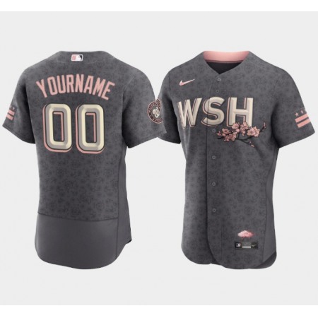 Men's Washington Nationals ACTIVE Player Custom 2022 Grey City Connect Cherry Blossom Flex Base Stitched MLB Jersey