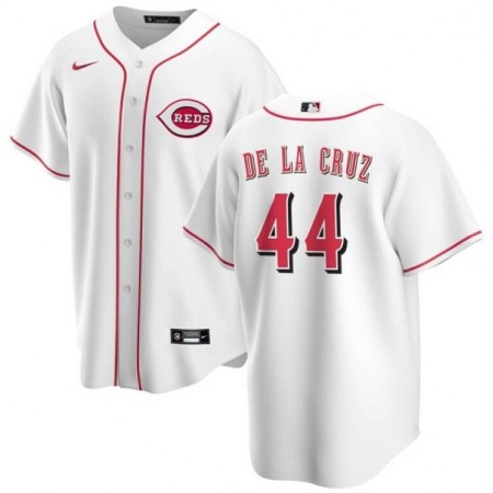 Men's Cincinnati Reds #44 Elly De La Cruz White Cool Base Stitched Baseball Jersey