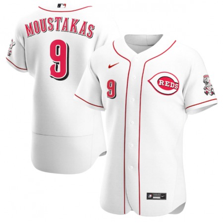 Men's Cincinnati Reds #9 Mike Moustakas White Flex Base Stitched Jersey