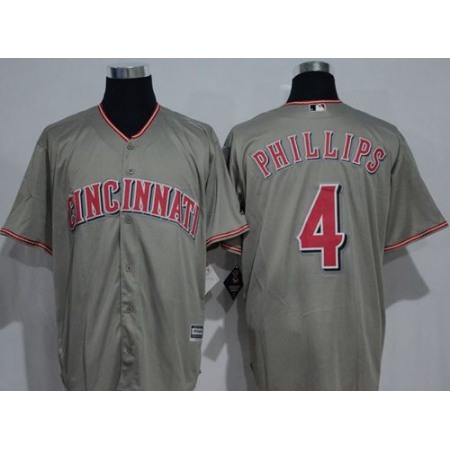 Reds #4 Brandon Phillips Grey New Cool Base Stitched MLB Jersey