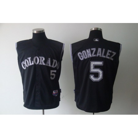 Rockies #5 Carlos Gonzalez Black Vest Style Stitched MLB Jersey