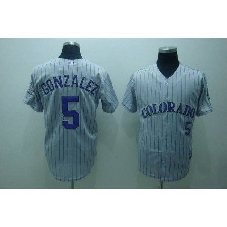 Rockies #5 Carlos Gonzalez Stitched Grey MLB Jersey