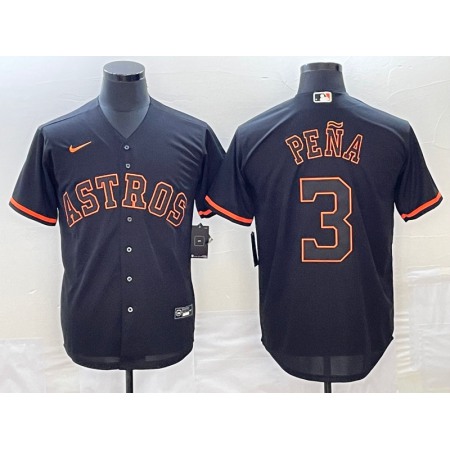 Men's Houston Astros #3 Jeremy Pena Black Cool Base Stitched Jersey