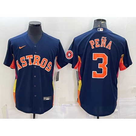 Men's Houston Astros #3 Jeremy Pena Navy With Patch Cool Base Stitched Jersey