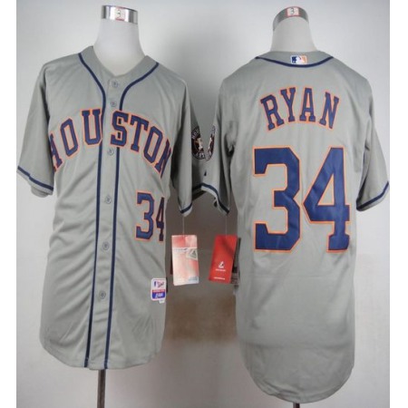 Astros #34 Nolan Ryan Grey Cool Base Stitched MLB Jersey