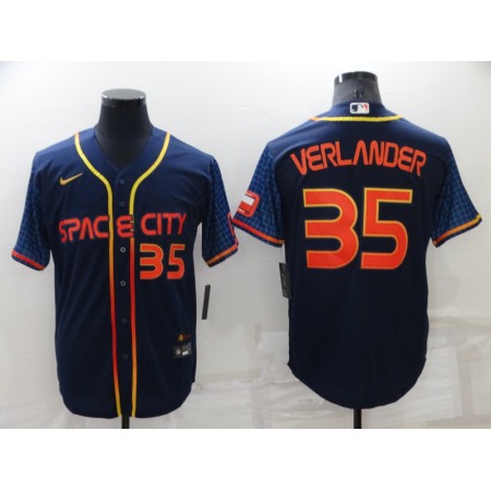 Men's Houston Astros #35 Justin Verlander 2022 Navy City Connect Cool Base Stitched Jersey