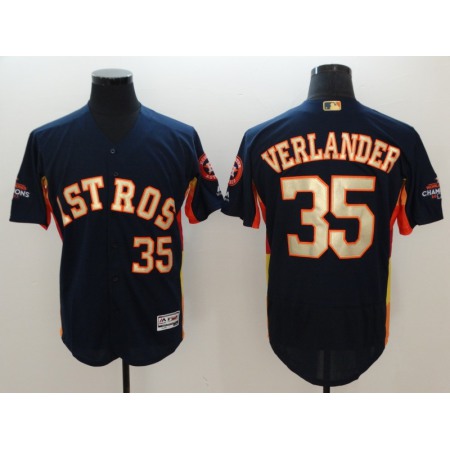 Men's Houston Astros #35 Justin Verlander Navy 2018 Gold Program Flexbase Stitched MLB Jersey