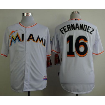 marlins #16 Jose Fernandez White Cool Base Stitched MLB Jersey