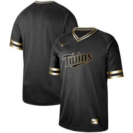 Men's Minnesota Twins Black Gold Stitched MLB Jersey