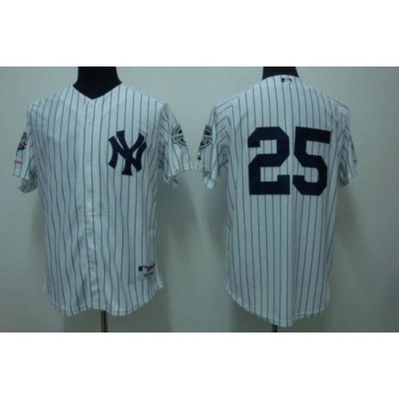 Yankees #25 Mark Teixeira Stitched White MLB Jersey