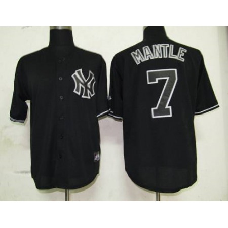 Yankees #7 Mickey Mantle Black Fashion Stitched MLB Jersey