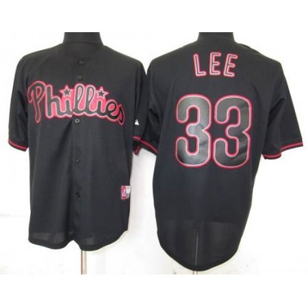 Phillies #33 Cliff Lee Black Fashion Stitched MLB Jersey