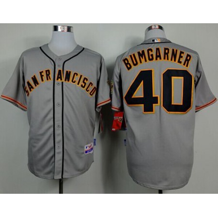 Giants #40 Madison Bumgarner Grey Cool Base Stitched MLB Jersey