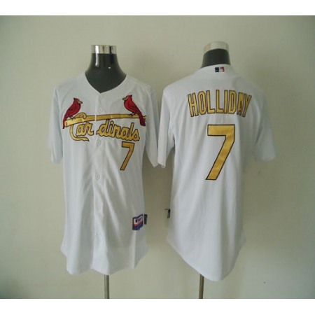 Cardinals #7 Matt Holliday White(Gold No.) Cool Base Stitched MLB Jersey