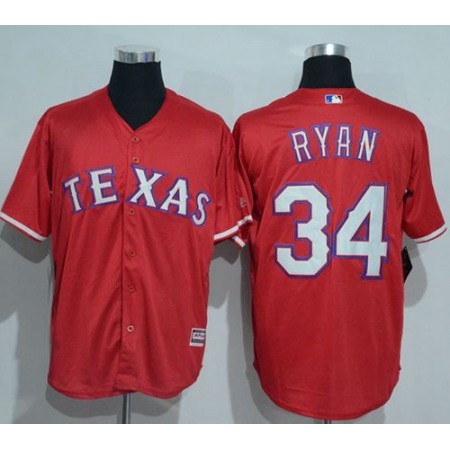 Rangers #34 Nolan Ryan Red New Cool Base Stitched MLB Jersey