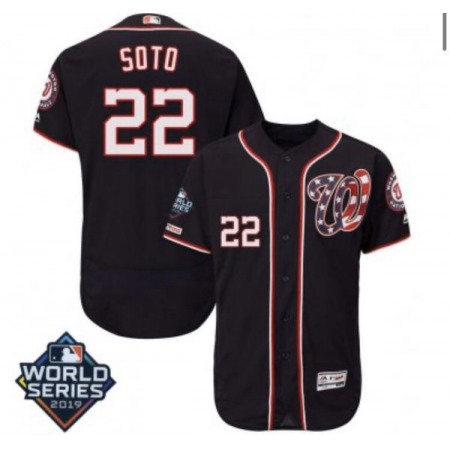 Men's Washington Nationals #22 Juan Soto Navy Flex Base Stitched MLB Jersey