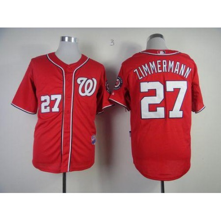 Nationals #27 Jordan Zimmermann Red Cool Base Stitched MLB Jersey