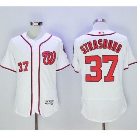 Nationals #37 Stephen Strasburg White Flexbase Authentic Collection Stitched MLB Jersey