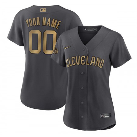 Women's Cleveland Guardians ACTIVE PLAYER Custom 2022 All-Star Charcoal Stitched Baseball Jersey(Run Small)