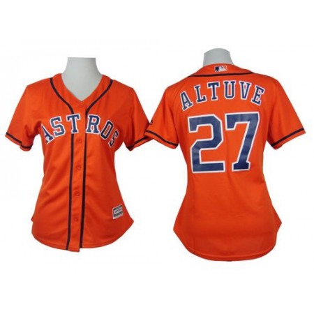 Astros #27 Jose Altuve Orange Alternate Women's Stitched MLB Jersey