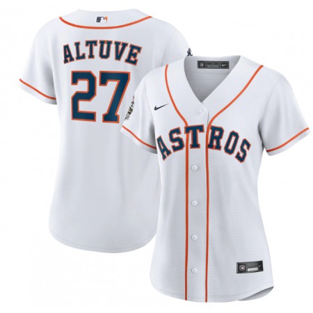 Women's Houston Astros #27 Jose Altuve White 2022 World Series Cool Base Stitched Baseball Jersey(Run Small)