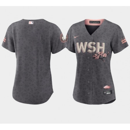 Women's Washington Nationals Blank 2022 Grey City Connect Cherry Blossom Stitched Jersey(Run Small)