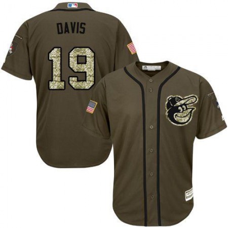 Orioles #19 Chris Davis Green Salute to Service Stitched Youth MLB Jersey