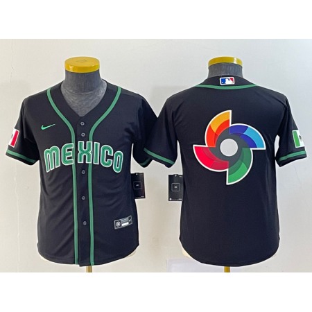 Women's Mexico Baseball 2023 Black Big Logo World Baseball Classic Stitched Jersey(Run Small)