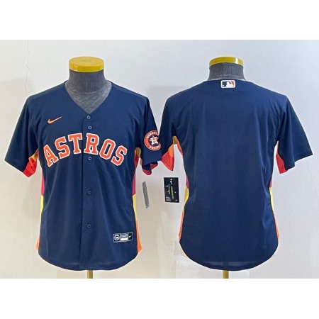 Youth Houston Astros Blank Navy With Patch Cool Base Stitched Jersey