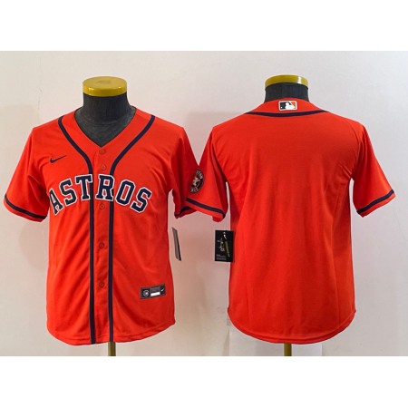 Youth Houston Astros Blank Orange With Patch Cool Base Stitched Jersey