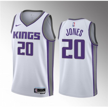 Men's Sacramento Kings #20 Colby Jones White 2023 Draft Association Edition Stitched Jersey