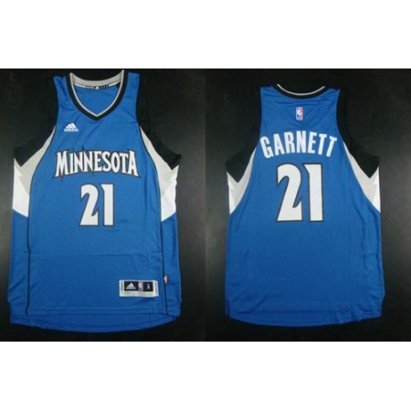 Timberwolves #21 Kevin Garnett Blue Road Stitched NBA Jersey