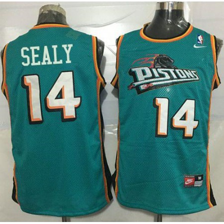 Pistons #14 Malik Sealy Green Throwback Stitched NBA Jersey