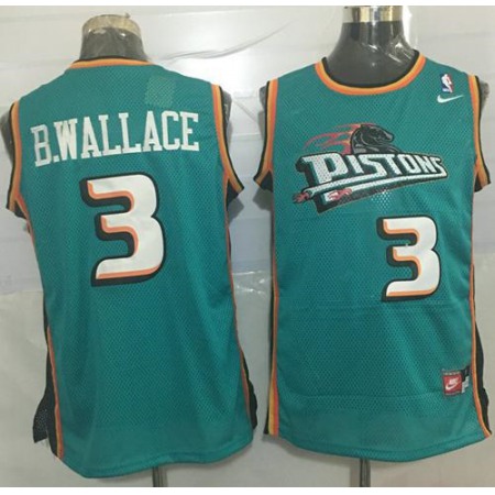 Pistons #3 Ben Wallace Green Throwback Stitched NBA Jersey