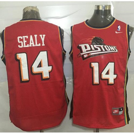 Pistons #14 Malik Sealy Red Throwback Stitched NBA Jersey