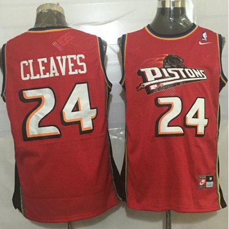 Pistons #24 Mateen Cleaves Red Throwback Stitched NBA Jersey