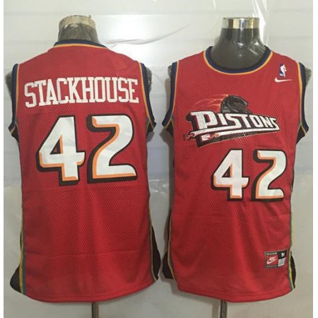 Pistons #42 Jerry Stackhouse Red Throwback Stitched NBA Jersey