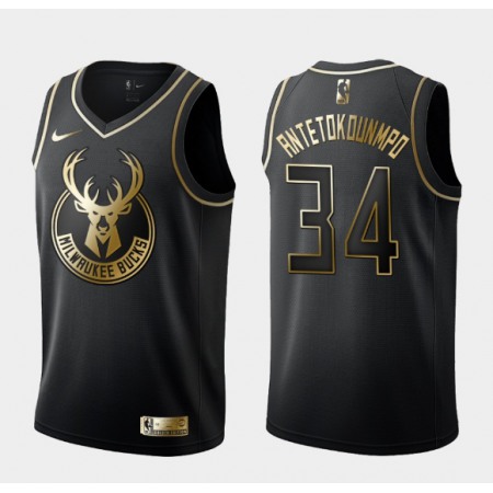 Men's Milwaukee Bucks #34 Giannis Antetokounmpo Black 2019 Golden Edition Stitched NBA Jersey