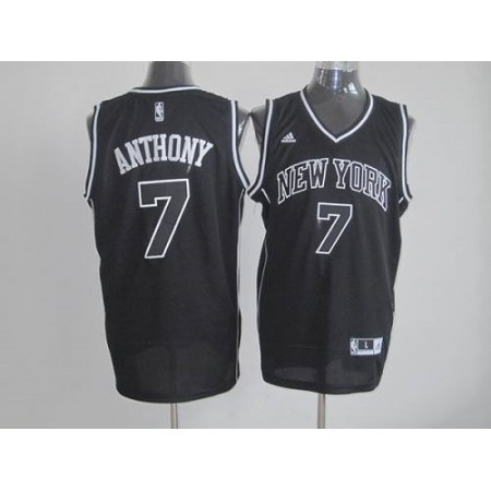 Knicks #7 Carmelo Anthony Black Shadow Stitched NBA Jersey