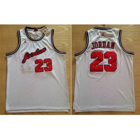 Bulls #23 Michael Jordan White Anniversary Stitched NBA Jersey