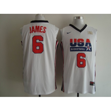 Men's USA 1992 Dream Team #6 LeBron James Authentic White Stitched NBA Jersey