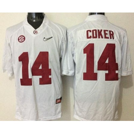 Crimson Tide #14 Jake Coker White Limited Stitched NCAA Jersey