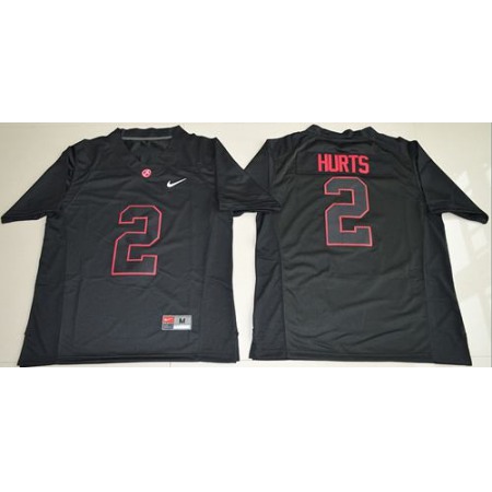 Crimson Tide #2 Jalen Hurts Blackout Limited Stitched NCAA Jersey