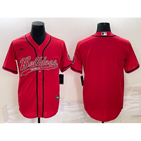 Men's Georgia Bulldogs Blank Red With Patch Cool Base Stitched Baseball Jersey