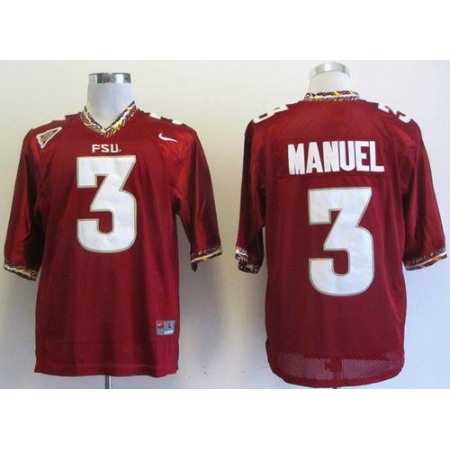 Seminoles #3 E.J Manuel Red Stitched NCAA Jersey