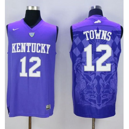 Wildcats #12 Karl-Anthony Towns Blue Basketball Stitched NCAA Jersey